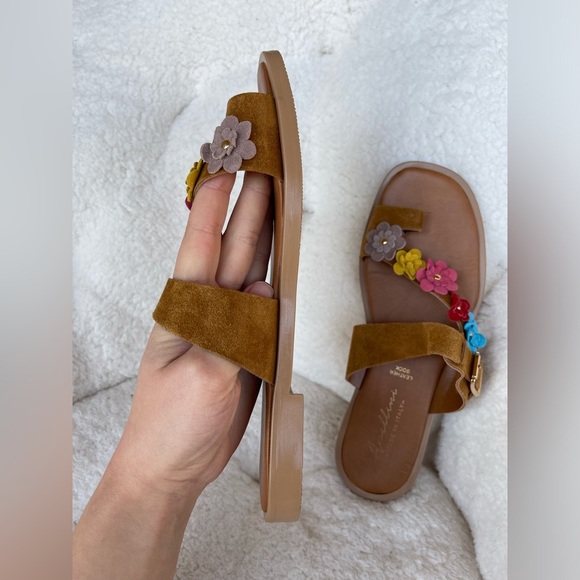 Stylish Floral Leather Sock Sandals in Brown and Multicolor by Avellino Women's - Picture 6 of 12